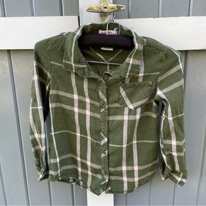 Tommy‎ Bahama Olive Plaid Girls Button Down Shirt